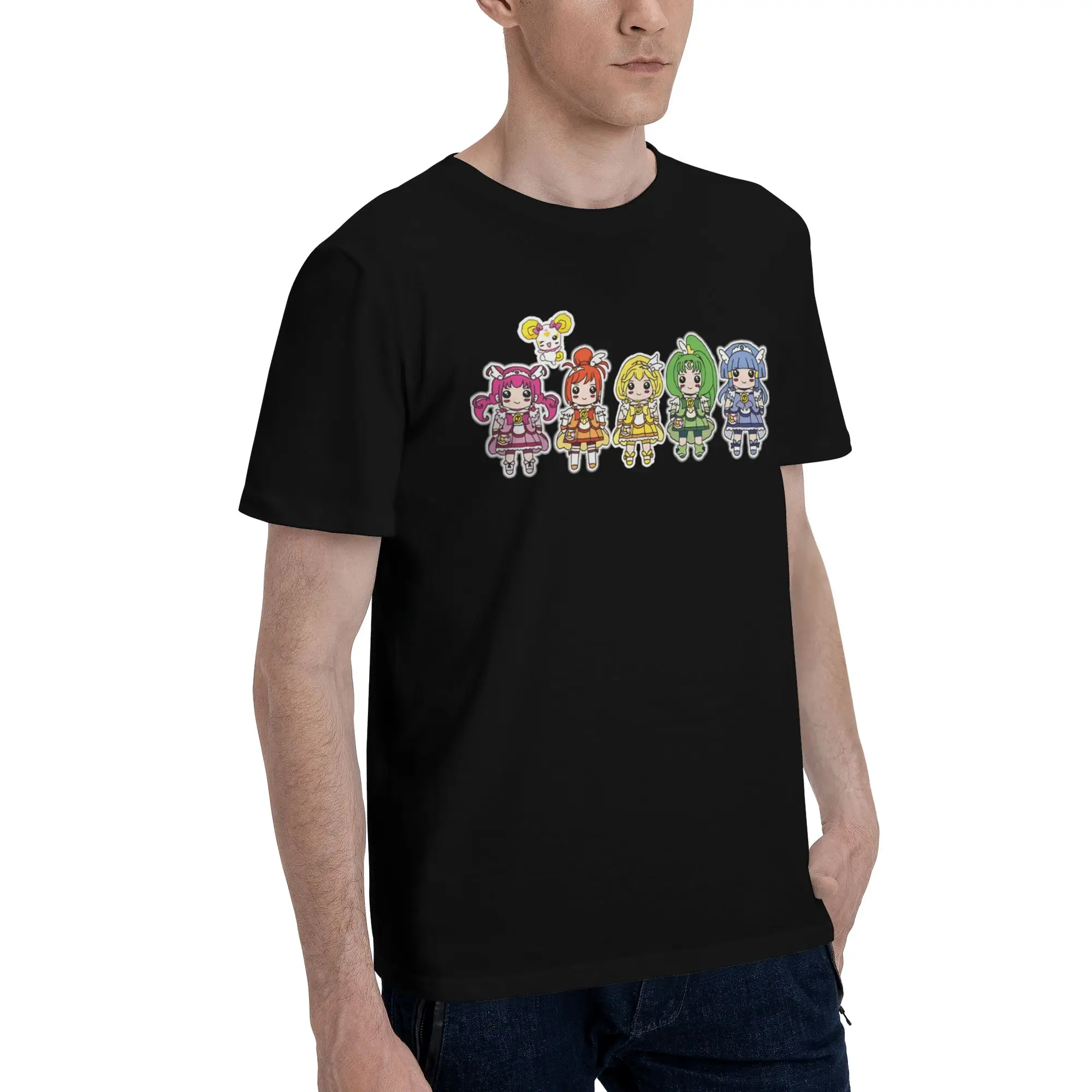 Smile Precure! Team  Graphic 100% Cotton T-Shirt Bandai Pretty Cure Tees Tops For Men