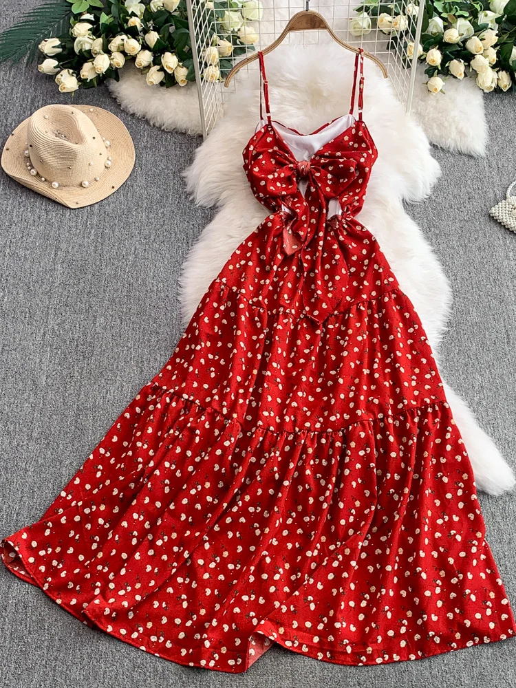 Boho mujer verano elegante estampado floral plisado maxi vestido largo casual sexy correa de espagueti vestido de fiesta elegante túnica vestidos de playa