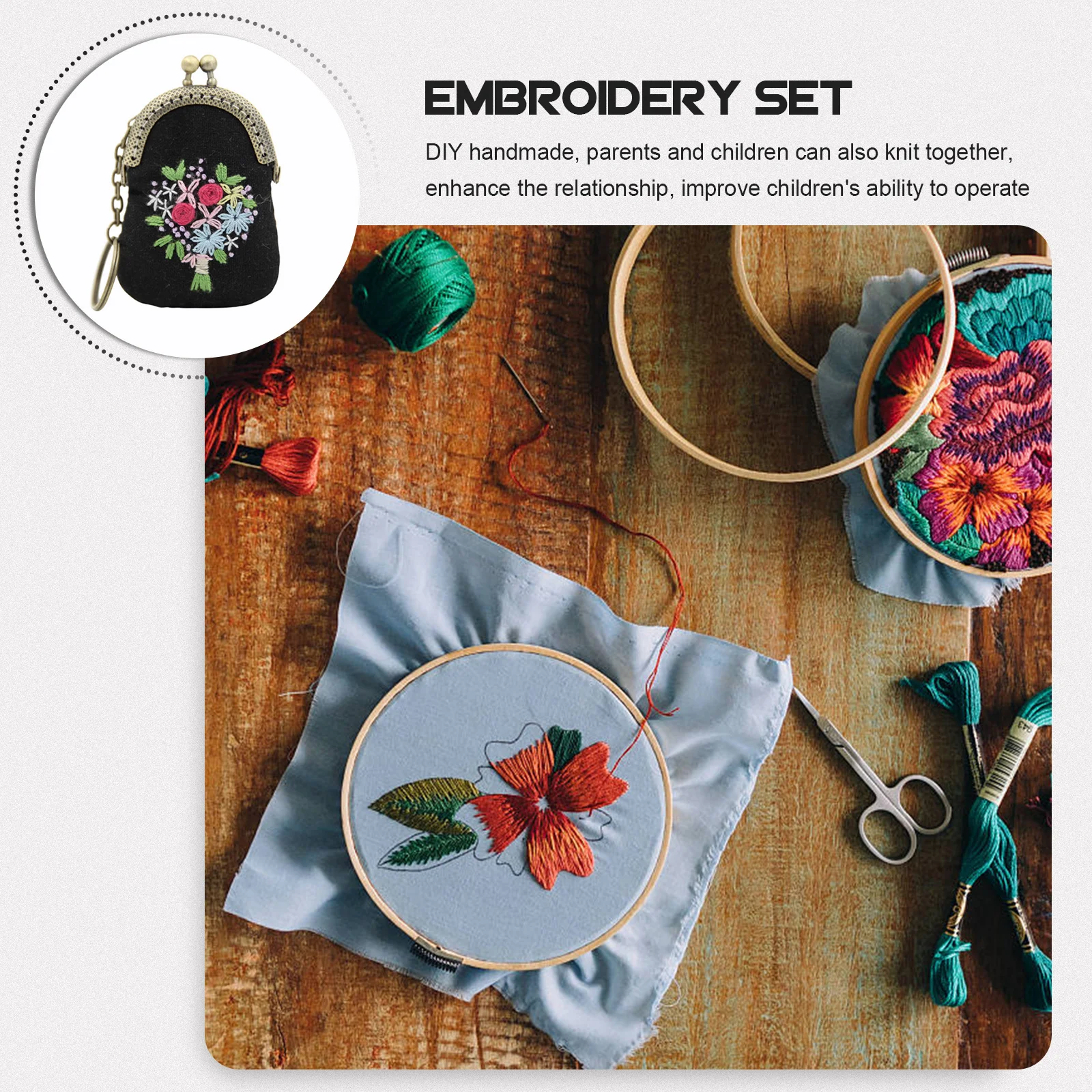 

1 set 1 Set Embroidery Bag Kit For Diy Needlework Craft Set Easy Carry Storage Smooth Safe Unfinished Cross Stitch Activity
