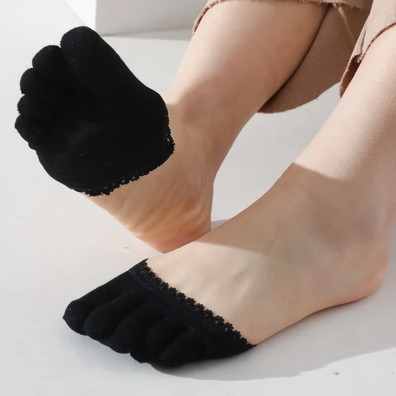 

New Five Toes Forefoot Pad Women High Heels Wear-resistant Half Socks Lace Lace Invisible Socks Calluses Corns Foot Pain Care