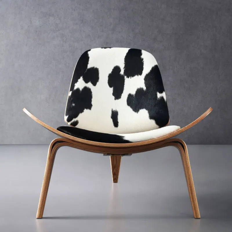 Nordic Denmark Design chair Smiling Shell Chair Simple sofa Lounge chair Armchair Plywood Fabric Living Room Furniture Chair