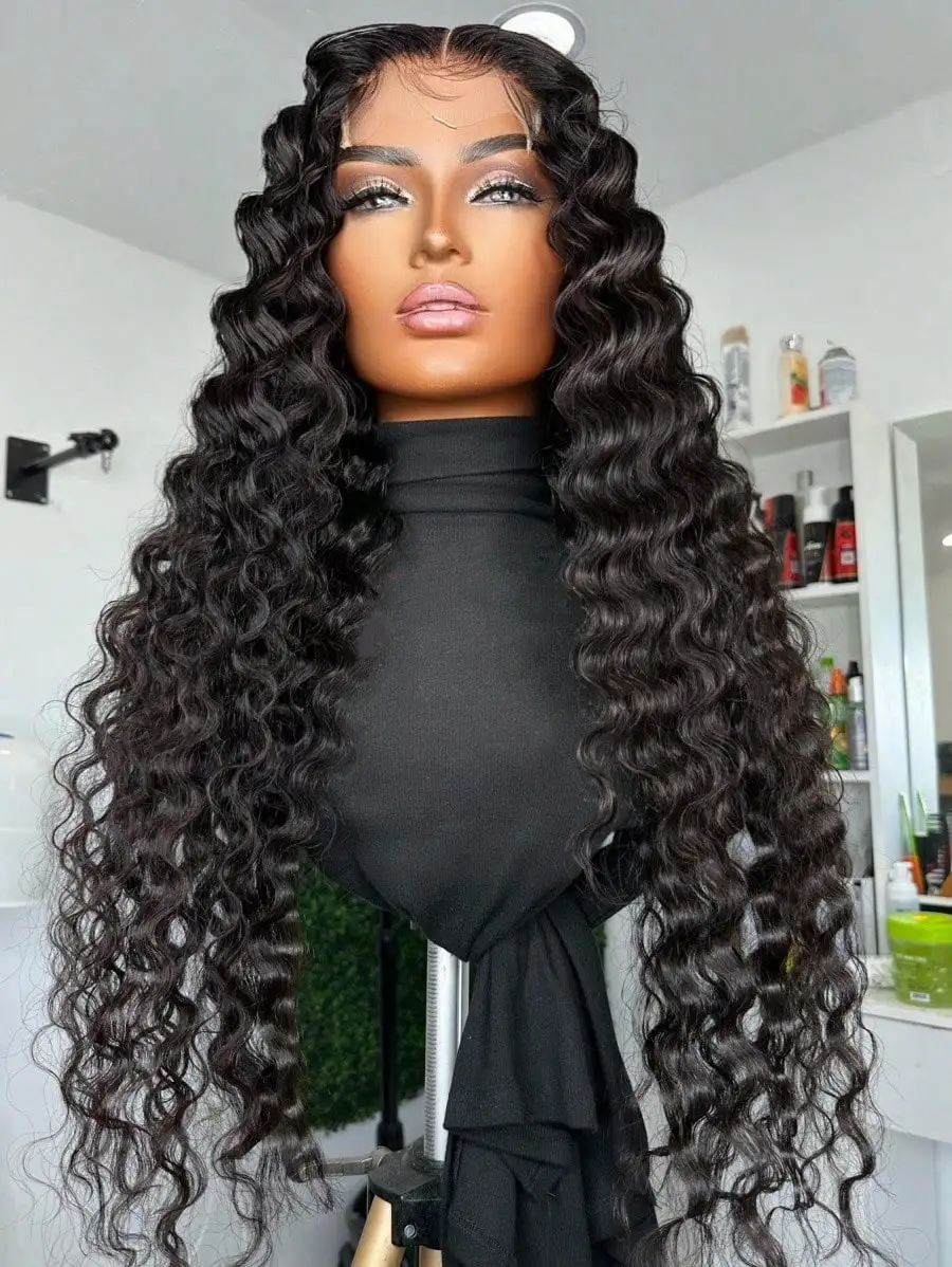 200% 40 بوصة 5x5 موجة عميقة الدانتيل إغلاق الباروكات شعر الإنسان قبل قطعها مع شعر الطفل 13x4 HD الدانتيل الشفاف الباروكات الأمامية مجعد