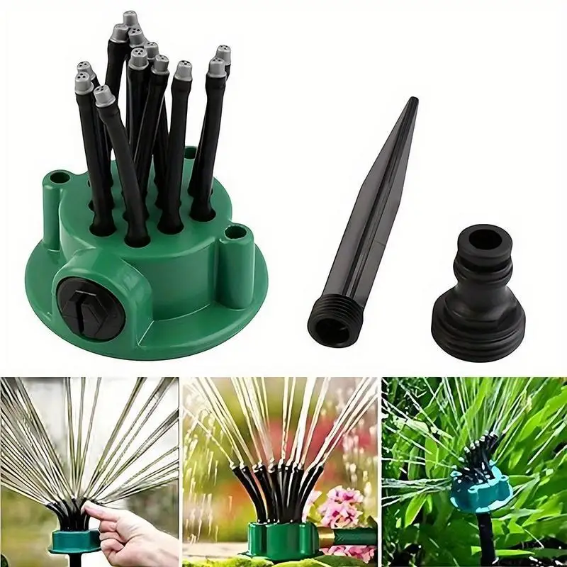 Garden Sprinkler Automatic Multi-head 360 Degree Rotation Lawn Sprinkler Large Area Coverage for Plant Irrigation