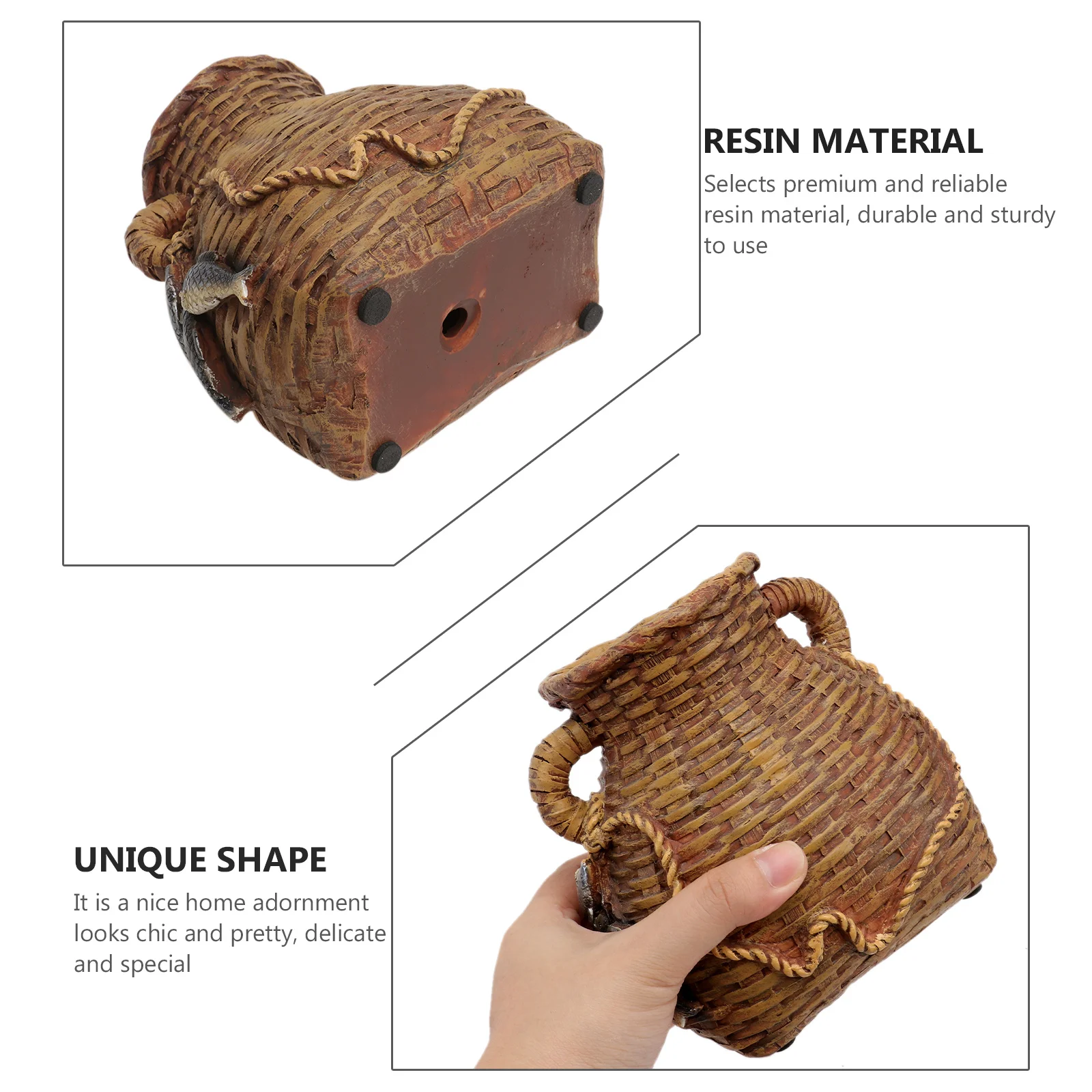 

1Pcs Resin Fish Bucket Flowerpot Decorative Garden Pot for Succulents Cactus Plants Indoor Outdoor Planting Ornament Artware