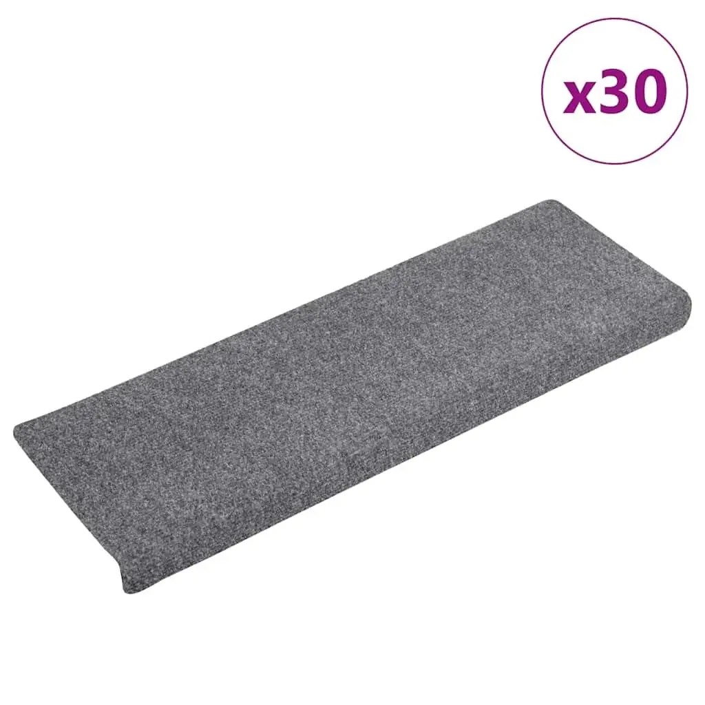 30 Pcs Self-Adhesive Light Grey Stair Mats 65x21x4 cm Non-Slip Floor Protectors