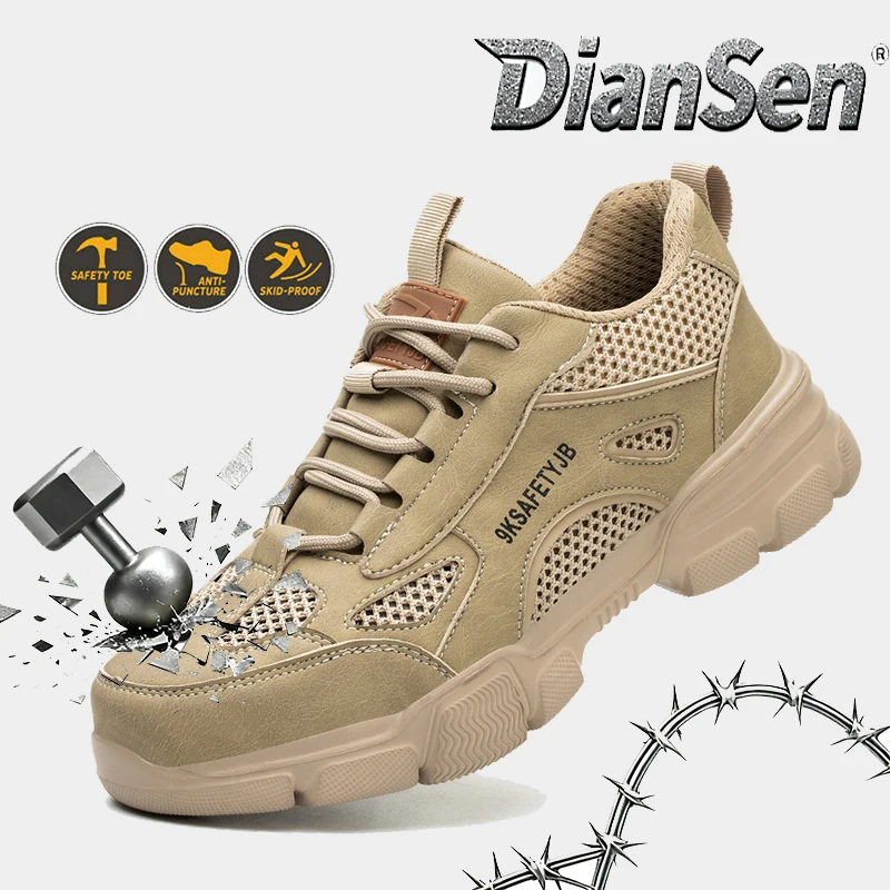 

All-Season Casual Breathable Safety Shoes Steel Toe Boots for Men Anti-Puncture Anti-smash Protective Boots for Warehouse Work