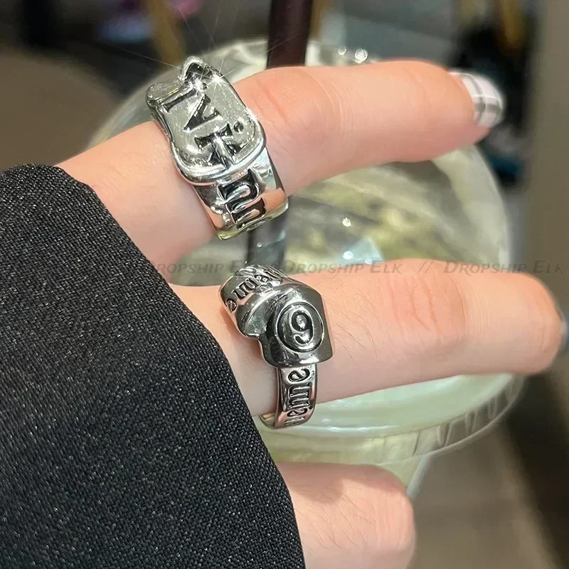 Персонализированное открытое кольцо для девочек, корейская версия, ретро-тренд, универсальные аксессуары с английскими буквами Y2k, вечерние ювелирные изделия, подарки