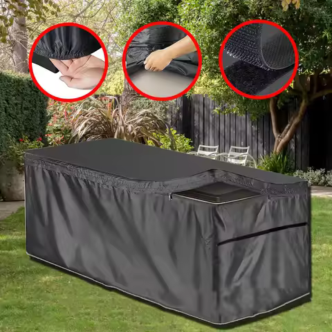 Deck Box Cover, Outdoor Storage Box Cover Waterproof Container Covers for Courtyard Patio Furniture - Fits Most Patio Box