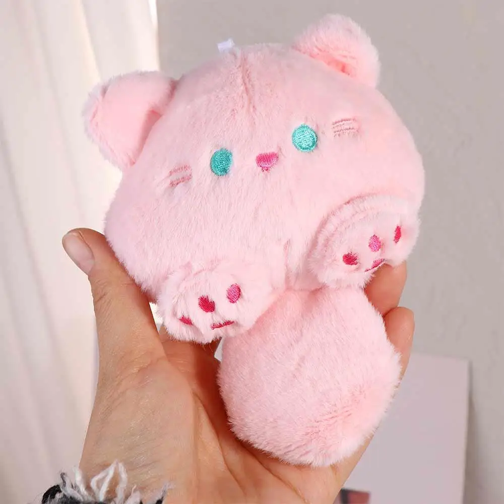 LLavero de gato de peluche que chirla con sonido, llavero de gato de peluche con chirrido, colgante de muñeco de gato de peluche de estilo coreano de dibujos animados