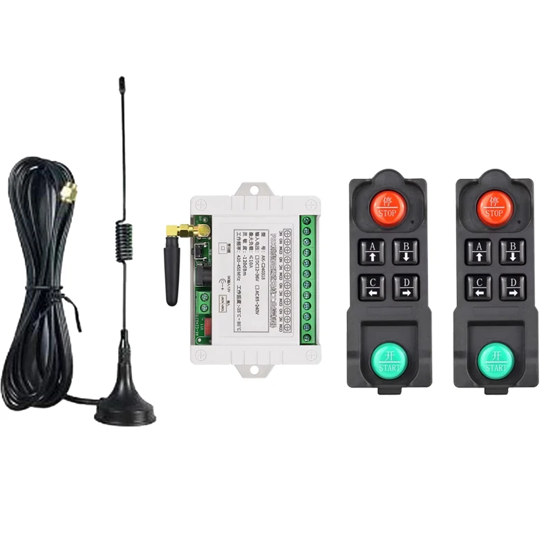 DC 12V 24V 36V 4CH FM Wireless Remote Control Switch Radio Receiver With 2000M Long Distance Remote controller Suckers antenna