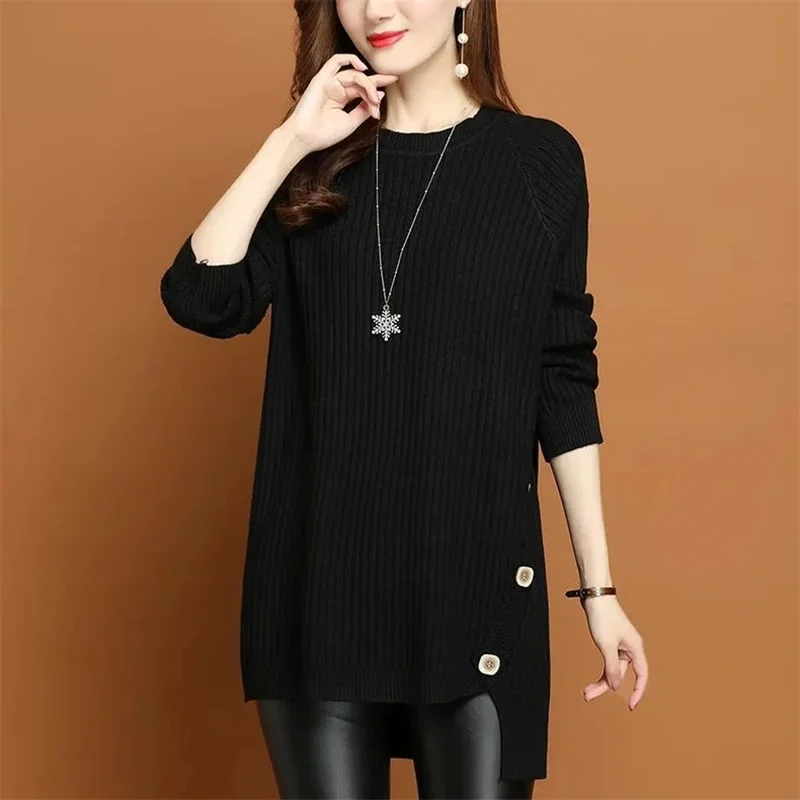 Women\'s Long Sweater Coat Spring Autumn Winter 2025 New Pullover Female Jacket Fashion Tide Knitwear Bottoming Shirt Tops Ladies