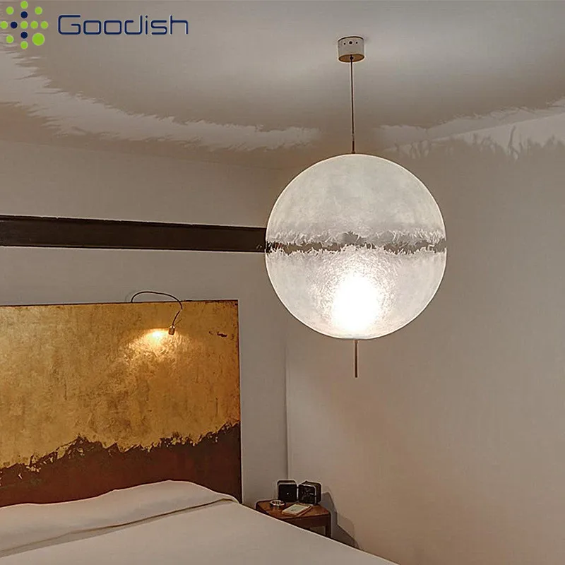 Minimalist Bauhaus Glass Fiber Round Cotton Ball Creative LED Pendant Lights Art Lamp for Living Room Home Decoration Chandelier