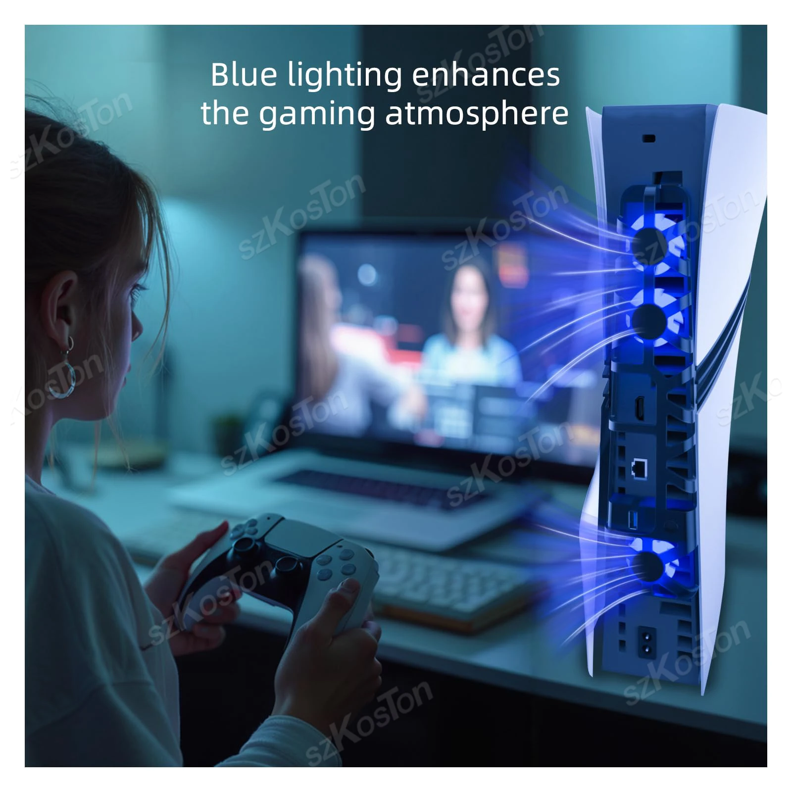 Охлаждающий вентилятор для PS5 Pro Внешний вентилятор Тихий охладитель с USB-портом Регулируемый режим скорости для PlayStation 5 Pro Disc&Digital Edition