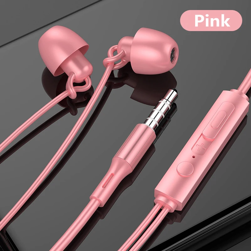 

HiFi 3.5mm Wired In-Ear Headset With Volume Control Sleeping Headphones Noise Canceling Soundproof Earphones For Samsung Huawei