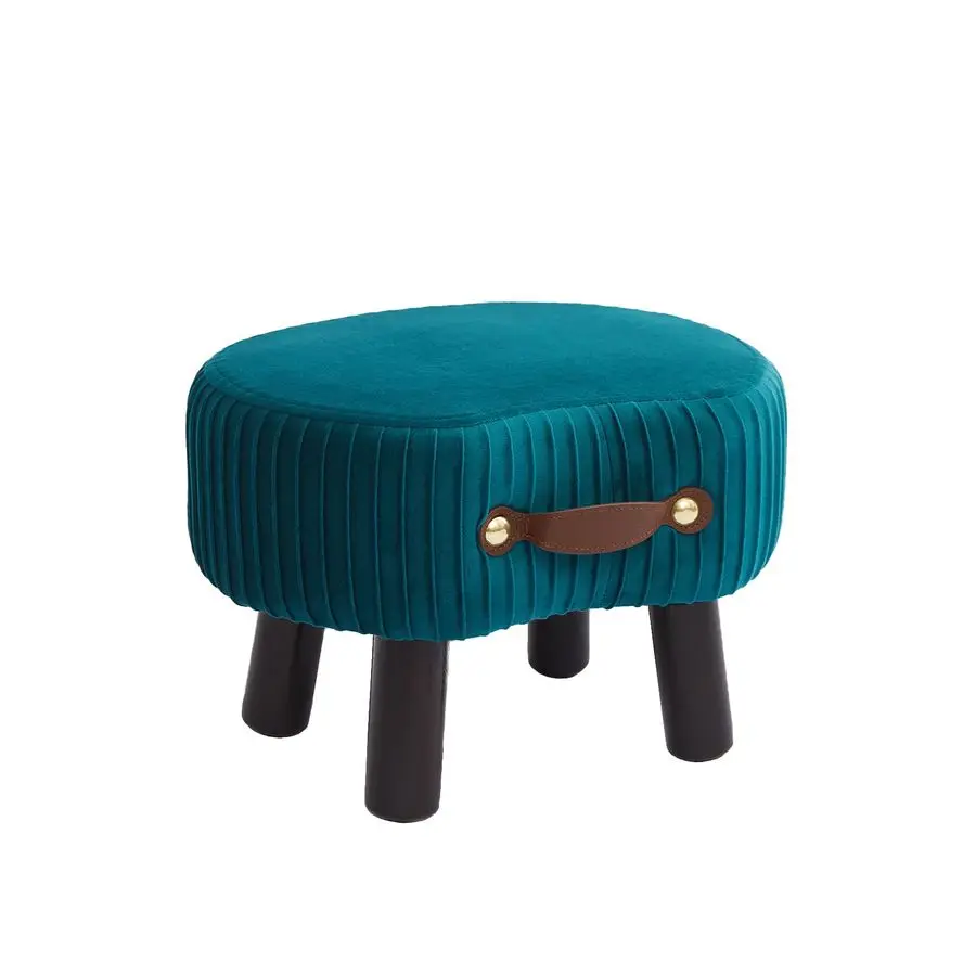 

Маленький пуфик с ручкой, велюровый пуфик-оттоманка с мягким сиденьем, изогнутый пуфик с деревянными ножками, портативная подставка для ног