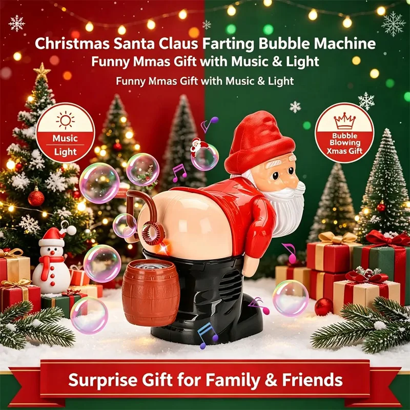 Santa Claus Bubble Blower Automatic Christmas Bubble Blower Machine Santa Bubble Blowing Family Interactive Holiday Prank Gifts