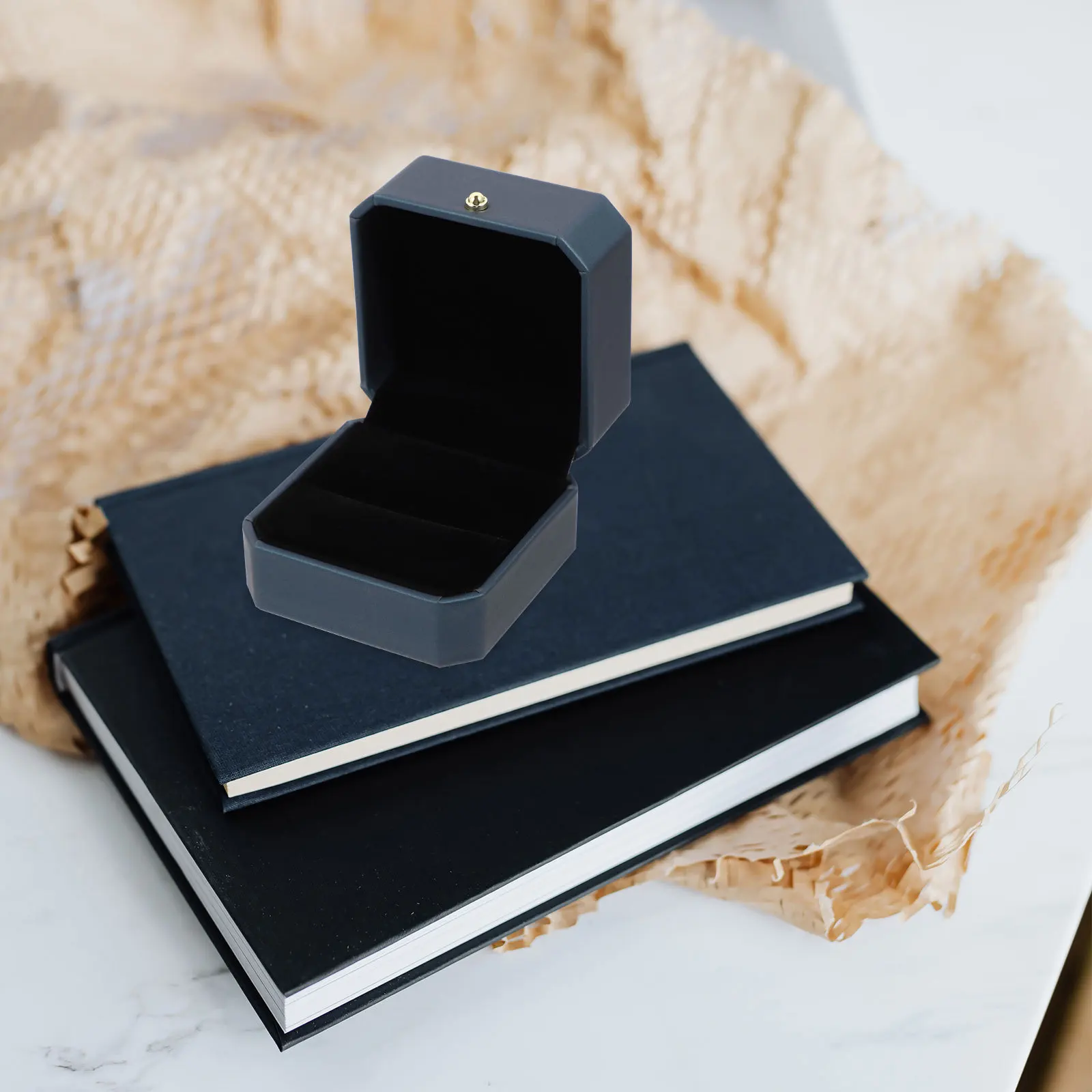 Jewelry Box PU Portable Ring Storage Case Practical Secure Jewelry Packaging Box Multipurpose Stylish Storage Container