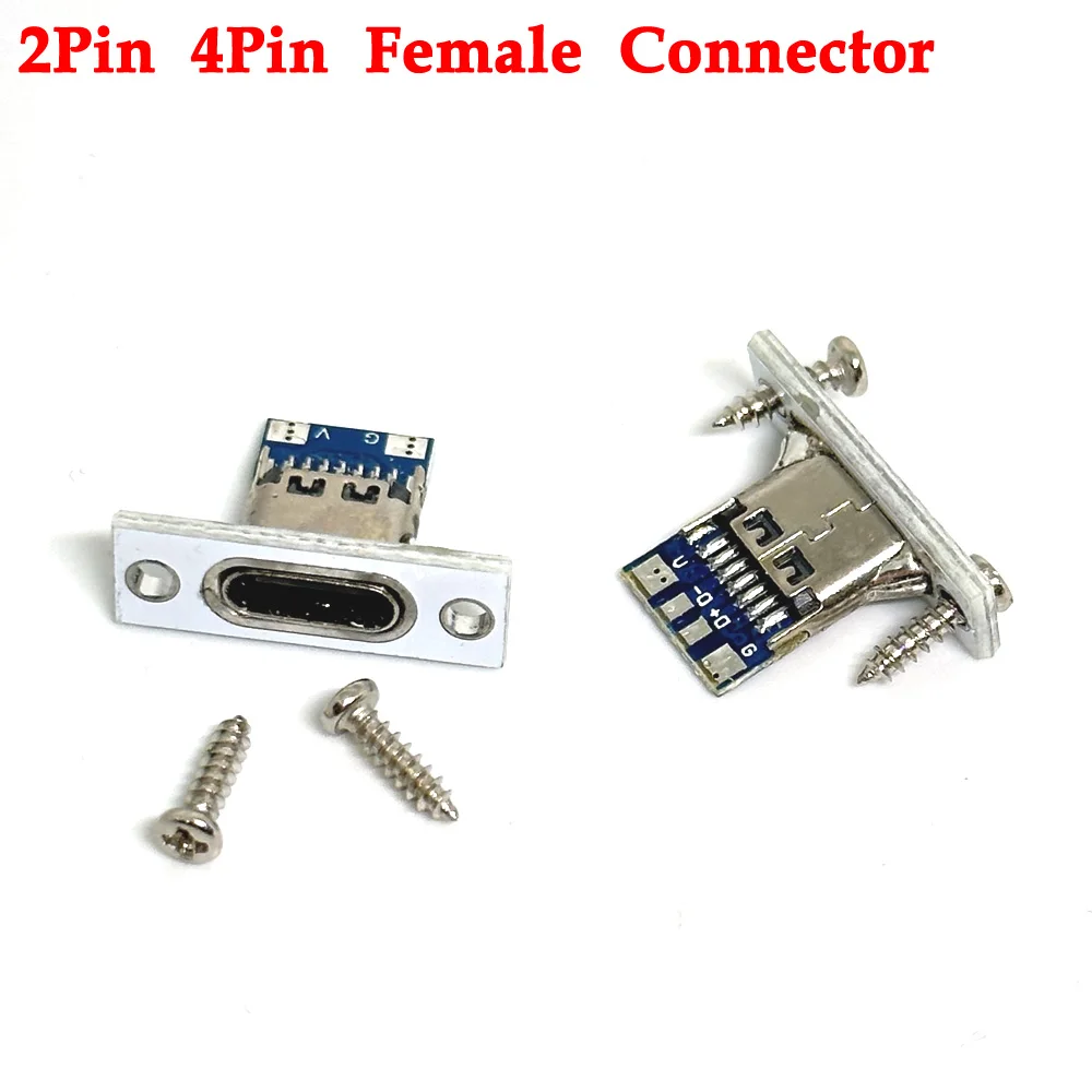 

100pcs White 2P 4P Type-C USB Jack 3.1 Type-C Female Connector Jack Charging Port USB 3.1 Type C Socket With Screw fixing plate