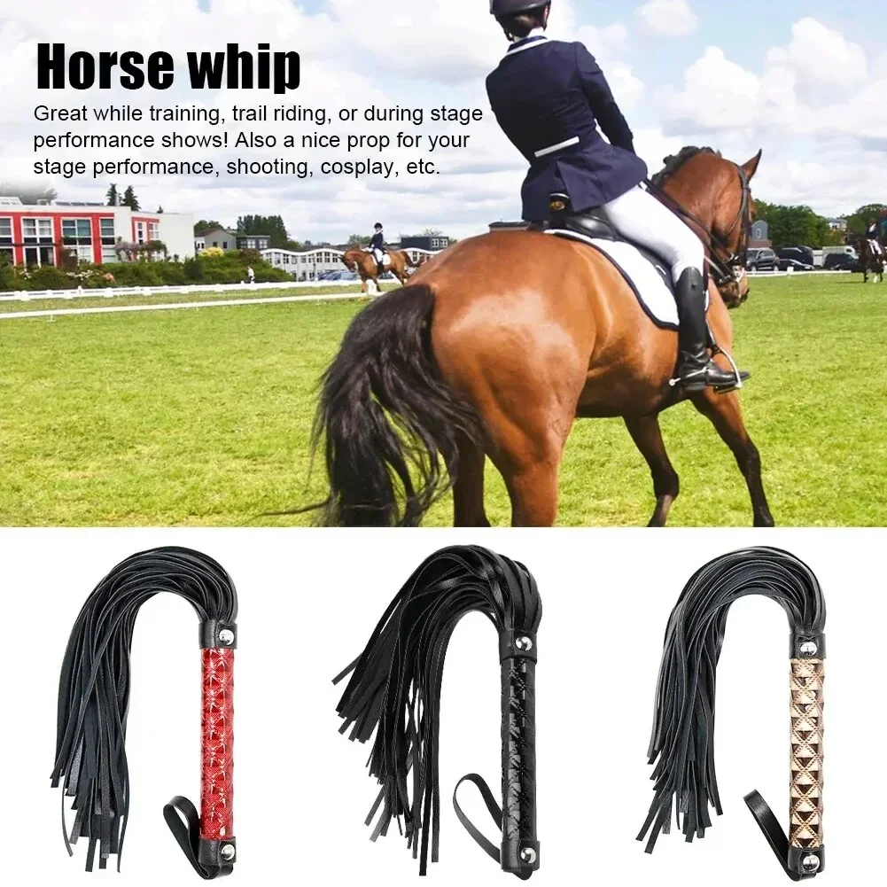 Outdoor Sports Horse Riding Whip Racing Equestrian PU Leather Non Slip Braided Ergonomic Stage Performance Crop Wear Resistant