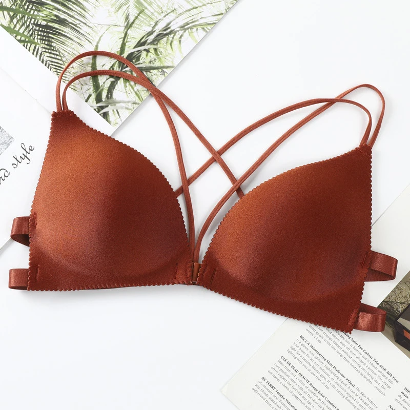 Women Seamless Bra Casual Push Up Tube Tops Wrapped Chest Front Clousure Female Intimate Bralette Bra Underwear