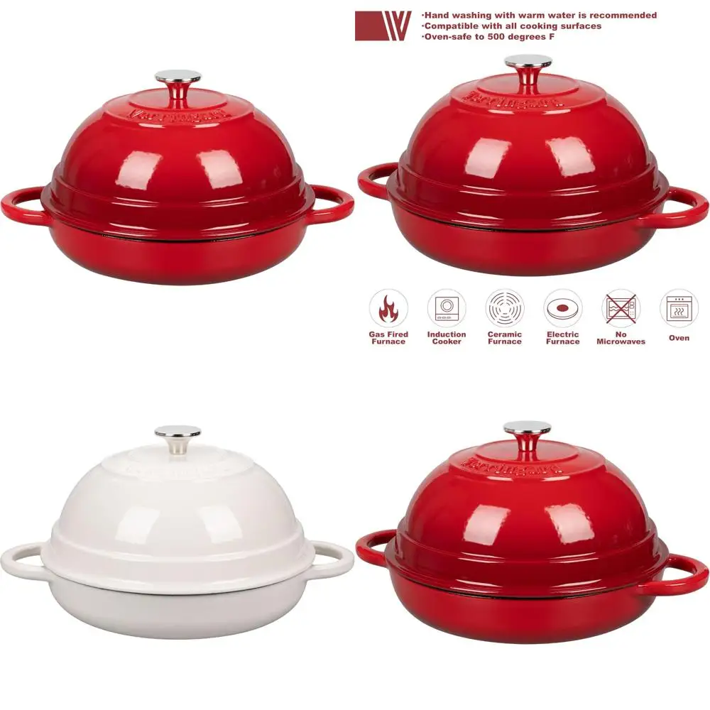 

Эмалированная чугунная голландская духовка, 6 литров, красная, идеально подходит для выпечки хлеба и использования в духовке, противень большой емкости