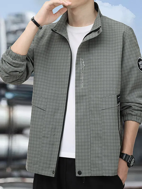 

Мужская модная повседневная куртка свободного кроя на молнии с воротником-стойкой, весенний дизайн, ветрозащитная, с длинными рукавами, из полиэфирного волокна