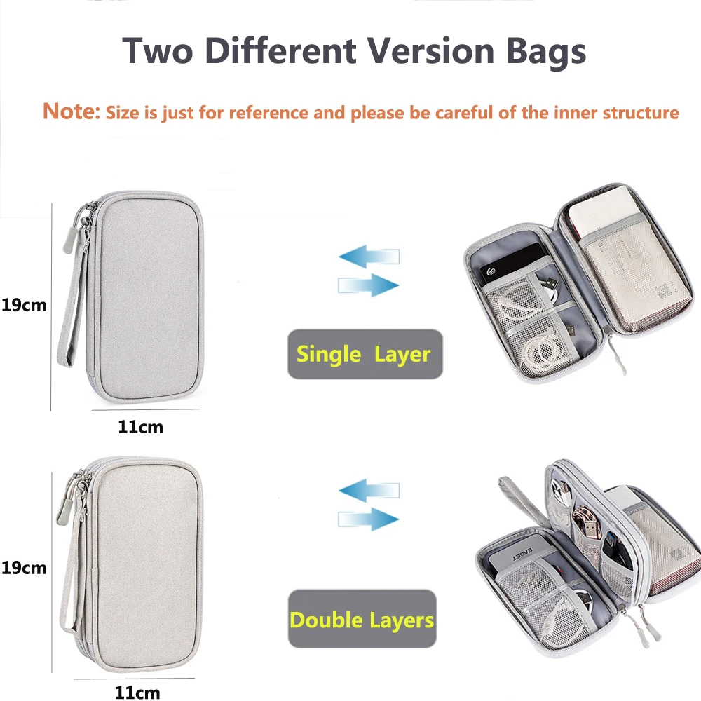 

Data Cable Storage Bag Waterproof Portable Carry Case Storage Bag Travel Organizer Bag for Cable Cord USB Charger