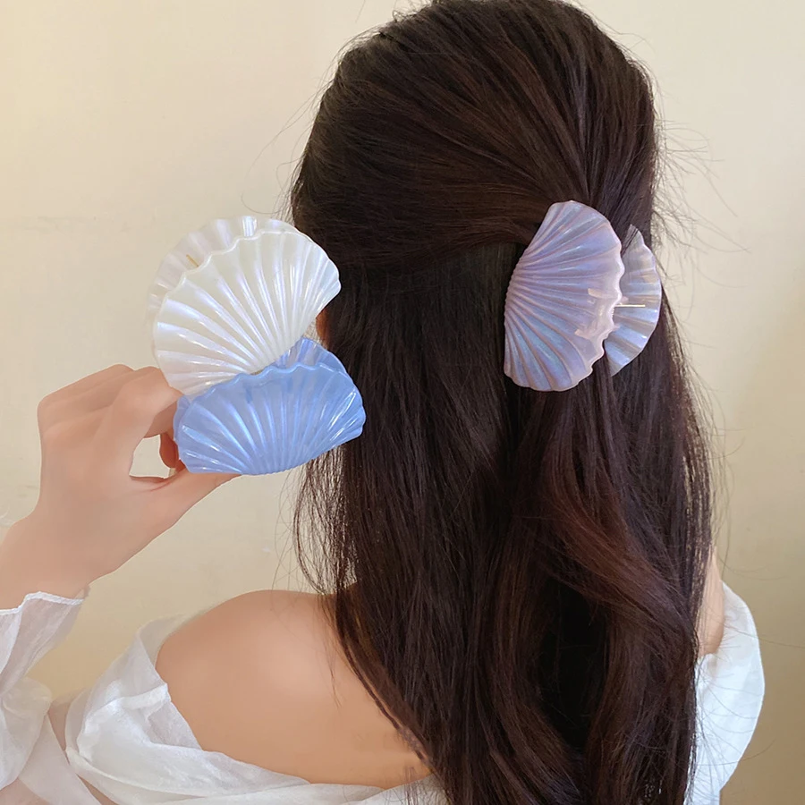 Colorful Transparent Shell Shark Clip Dopamine Hair Grab Fem