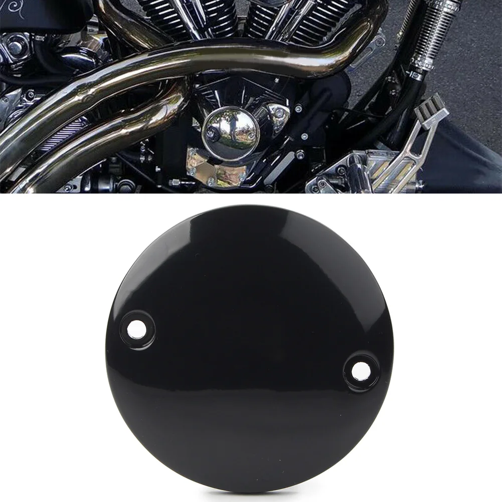 2Holes CNC Motorcycle Timer Ignition Points Cover Gloss Black for Harley Sportster XL 883 1200 1972-2017 All Big Twins 1984-1999