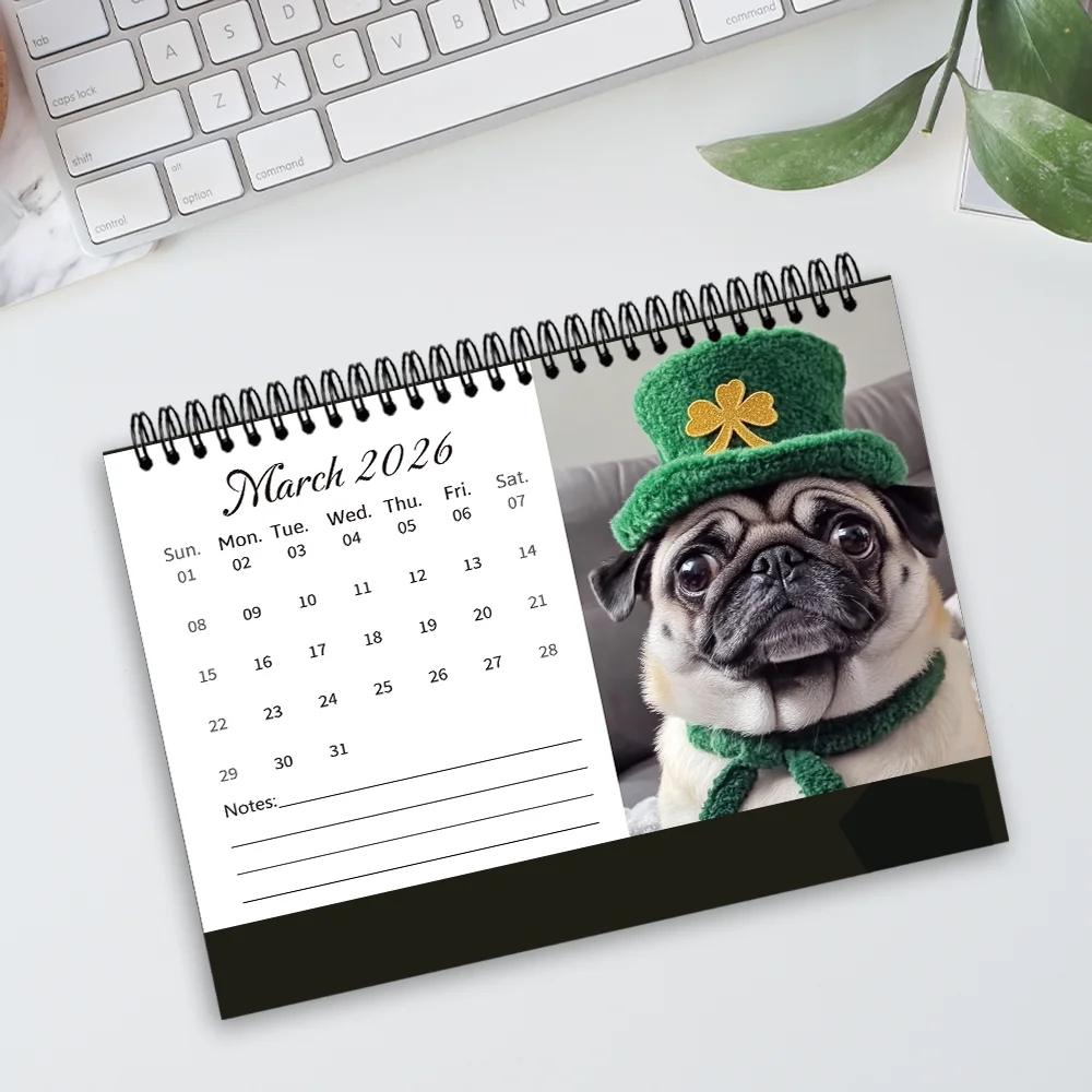 1 قطعة 2026-2027 تقويم مكتبي، تصميم كلب هافاني، مخطط شهري لمدة 24 شهرًا، هدية مثالية لأعياد الميلاد، عيد الميلاد، السنة الجديدة