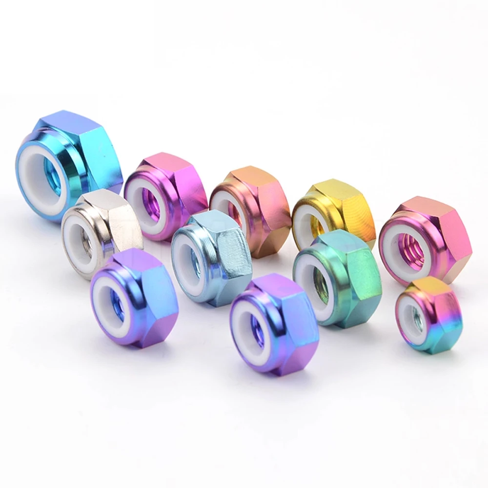 Weiyi 1Piece/Lot M4 M5 M6 M8 M10 M12 TC4 Titanium Alloy Hexagonal Nylon Nut Self-locking Anti-loosening Nut Locking Screw Cap