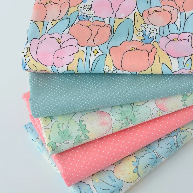 160x50cm DIY Handmade Dormitory Bed Sheet Quilt Cover Pillowcase Cyan Pink Strawberry Print Cute Dots Fabric Dyeing And Printing - view 4
