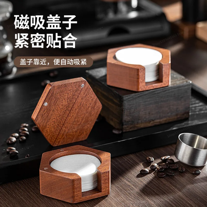 For Circular Italian Coffee Extraction Filter Paper Solid Wood Storage Base 58/53/51mm Universal