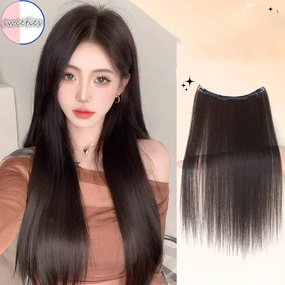 

50cm Long Hair Synthetic Wig for Women Invisible and Traceless Simulated Straight Hair Extension Piece