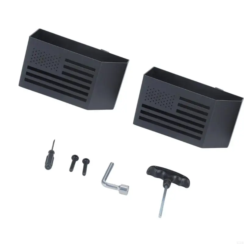 M76E-Konsolenbereich-Aufbewahrungsbox, Tablett aus Karbonstahl mit schwarzem Finish für Telefone, Karten und kleine – Detail 8
