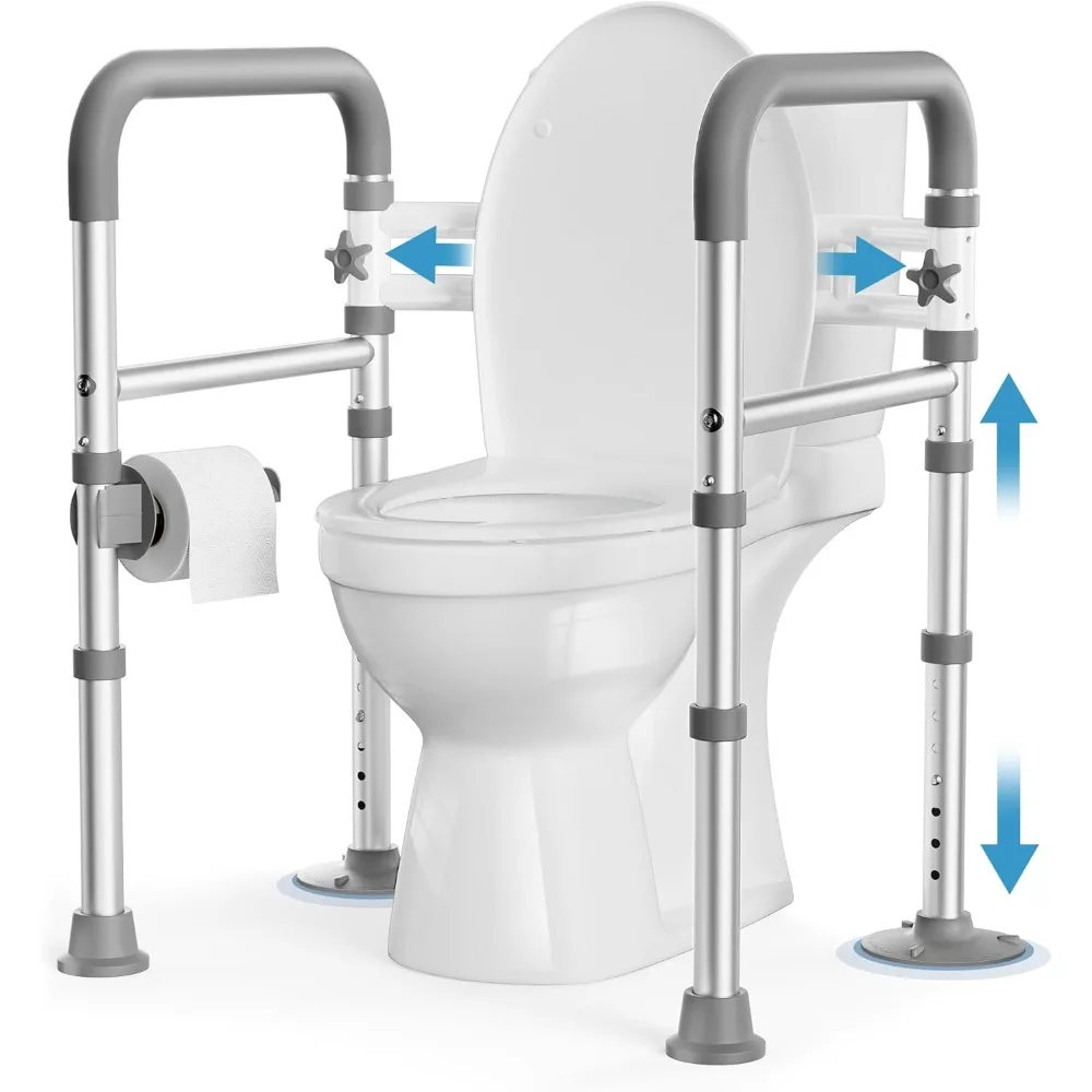 Toilet Safety Rails for Seniors, FSA HSA Eligible Adjustable Toilet Safety Frame with Handles for Elderly and Disabled, 350LBS