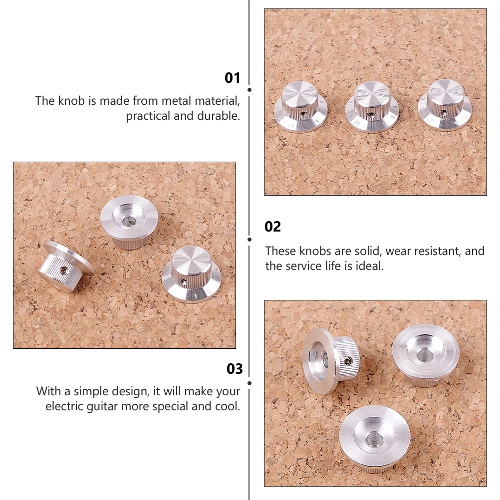 

3 pcs Metal Eye Knobs Round Control Volume Tone Wear Resistant Guitar Bass Parts Accessories Musical Instruments