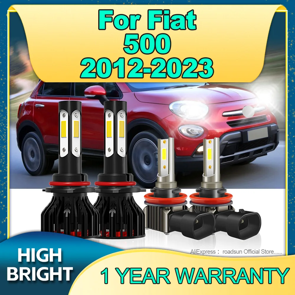 

4Pcs LED Headlight 6000K 9012 HIR2 4Side Chip 180W 12V H11 Auto Fog Lamp For Fiat 500 2012 2013 2014 2015 2016 2017 2018-2023