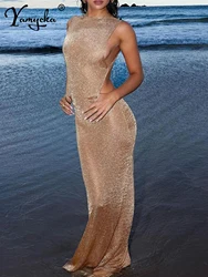 Sexy backless see through maxi summer dress women birthday bodycon beach party dress women club new evening long dresses vestido