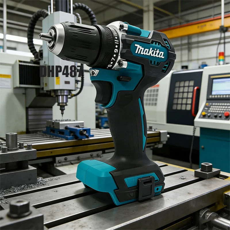 Trapano a percussione ricaricabile senza spazzole Makita DHP487, avvitatore elettrico ad alta coppia.