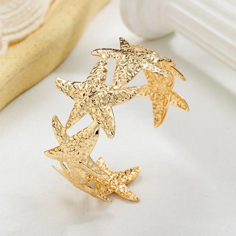 1 Stück neuer verstellbarer Seestern-Armreif aus Metall im Vintage-Stil, Schmuck, Geschenke, Vintage-Schmuck, übertriebenes Design, geometrisches Armband