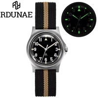 RDUNAE RA01 Retro Military Watch Quartz Movement 316L Stainless Steel K1 Mineral Glass Japan Super Luminous Sport Men Watch