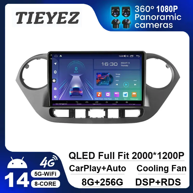 Android 14 Car Radio Multimidia Video Player For Hyundai Grand I10 2013-2016 Navigation GPS Carplay QLED TouchScreen Auto Stereo