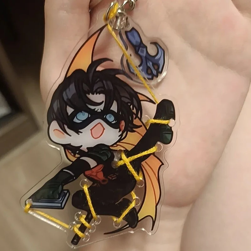 Anime Tim Drake Red Robin Cosplay Keychain Alloy Acrylic Adult Unisex Keyring Key Chain Kawaii Bag Pendant Accessories Prop Gift