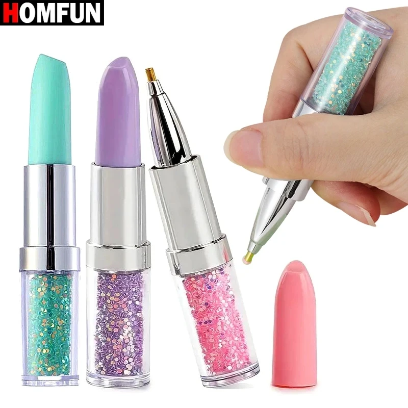 HOMFUN Diamond Painting Pens DIY Accessories Shiny Lipstick Point Drill Pens More Comfortable Faster 5D Embroidery Mosaic Tools