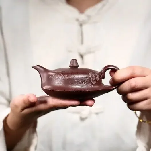 sold at a loss handmade tea pot marked ball shaped infuser holes yixing zisha
