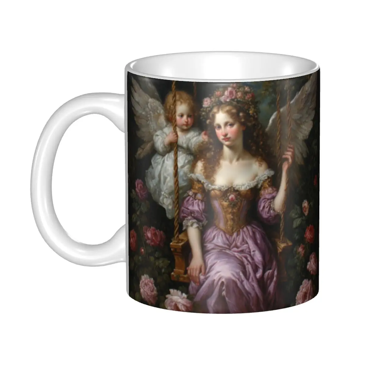 

Victorian Angel And Flowers Mugs Customized Coffee Ceramic Mug Cup Creative Present