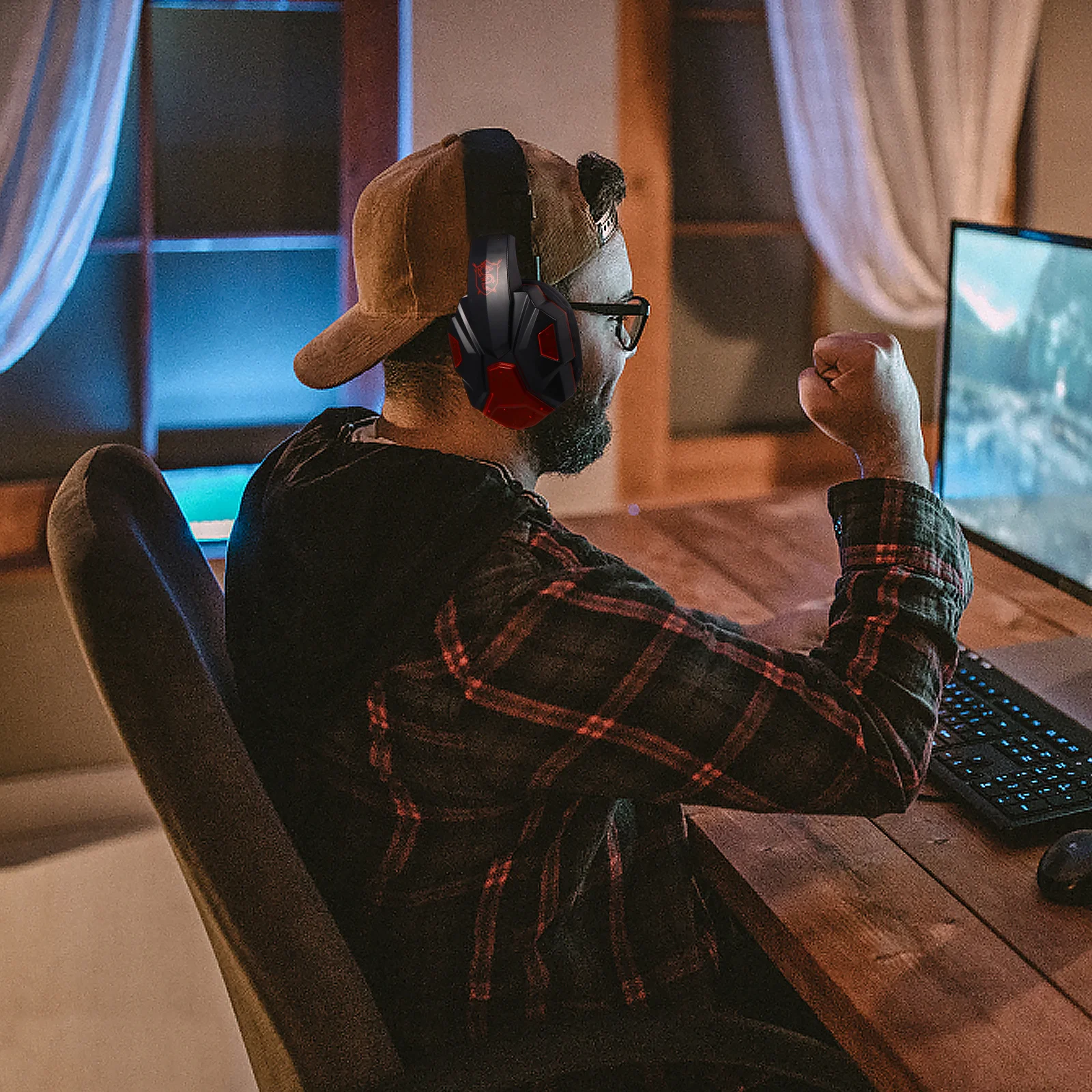 

Gaming Headset Led Noise Canceling Rotatable Mic Breathable Ear Cushions Usb Cable For Pc Laptop Stereo Sound Over Ear