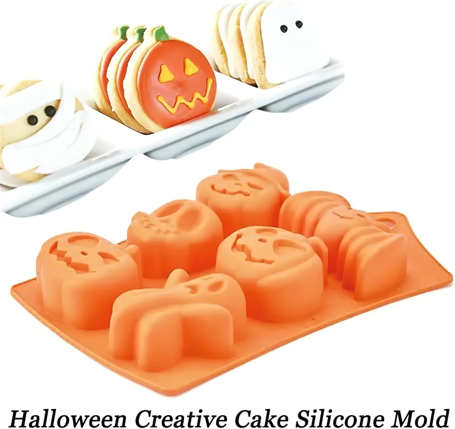 2PS  Halloween Scary Pumpkin Silicone Mold Ghost Hat Skull  Cube Chocolate Food Baking Tray Mold Cookie Biscuit Cake Baking Mold