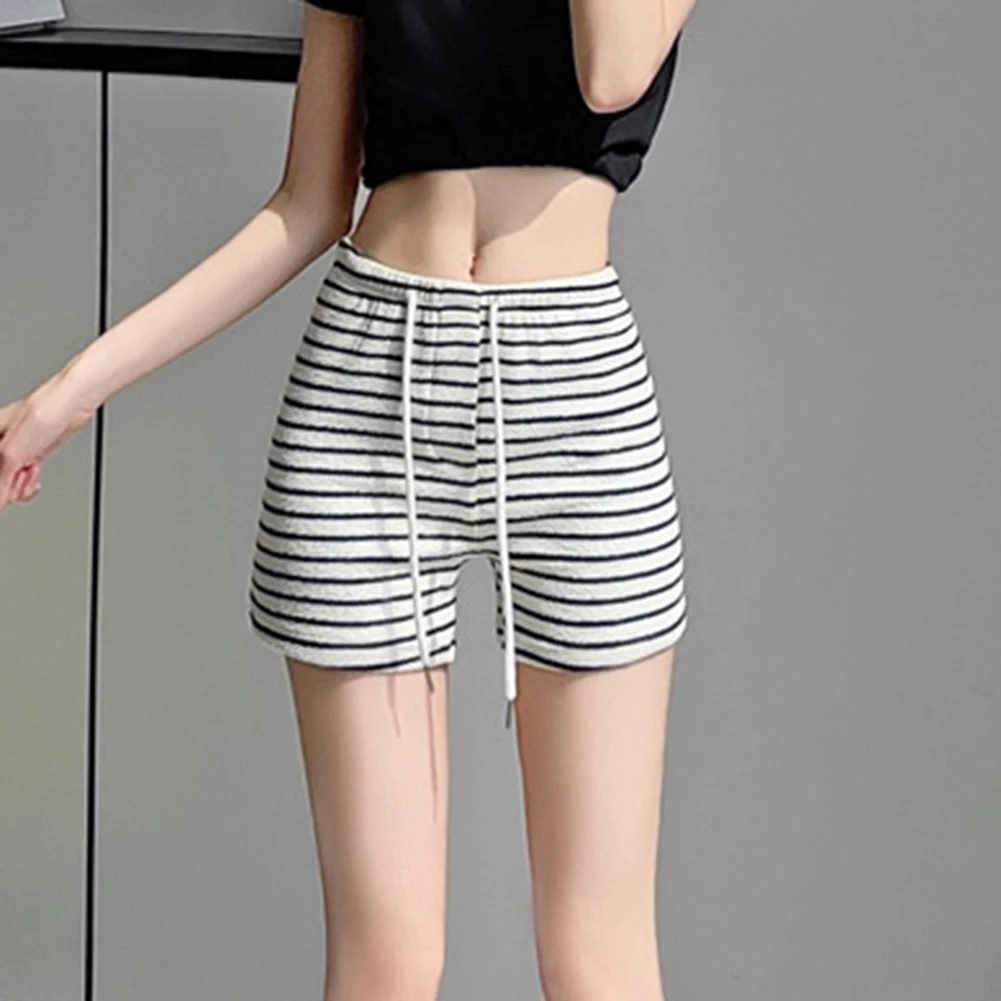 Women's Striped Sports Shorts with High Waist Design and Wide Leg Fit for Casual Wear Daily Use Vacation and Club Activities